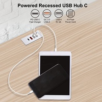 Blanc 20W Alimenté USB C Hub Socket Bureau Stikdase 4 Ports USB Table Encastré USB C Multiprise Prise avec Charge Rapide