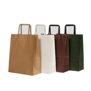 Sacs en papier personnalisés de haute qualité, de différentes couleurs, imprimés en papier kraft, avec votre propre logo et poignée plate torsadée - Product Image 5