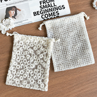 Pochette en dentelle brodée, maille florale transparente 15x19cm, organiseur de bijoux, vente en gros, marque privée, ourlet soigné, sac cadeau