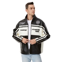 Veste en cuir matelassée à points lâches pour homme, motif chiffres anglais, veste d'automne