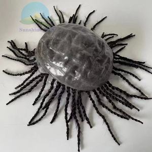 วิกผมถักโครเชต์แบบ Afro Kinky Twist เนื้อนุ่มลื่น  วัสดุ PU  สำหรับผู้ชาย  ผมแท้ Remy ของอินเดีย - Product Image 2