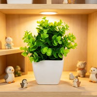 Bunga Bonsai Buatan Bentuk Menara dari Plastik Tahan UV Premium, Tanaman Hijau Mini Realistis dalam Pot, Lanskap Profesional