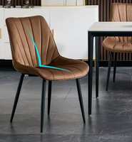 Chaise de salle à manger de luxe moderne, écologique et durable pour hôtel et restaurant, en tissu velours capitonné style scandinave, marron-gris