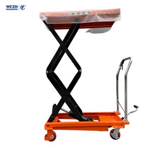 Wgzn हॉट सेलिंग हाइड्रोलिक प्लेटफॉर्म लिफ्ट ट्रॉली 500 किलोग्राम हाइड्रोलिक प्लेटफॉर्म उठाने वाली हैंडकार्ट मोबाइल कैंची लिफ्ट टेबल - Product Image 1