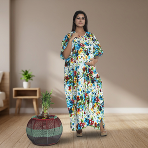 Kaftán de Maternidad Transpirable de Algodón Estampado Estilo Kimono para Mujer, Bata de Verano Abierta por Delante, Ropa de Dormir, Ropa de Playa - Product Image 2