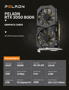 Carte graphique RTX 3050 personnalisée avec logo OEM, vente en gros, GPU 8 Go GDDR6, double ventilateur, PCIe 4.0, carte vidéo haute performance, GPU offrant une performance supérieure - Product Image 2