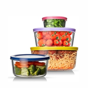 Eco-friendly Glass Food Container With Lid Glass Lunch Box Microwavable Lunch Container Sets
