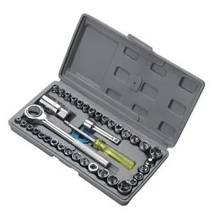 Kit de mangas de chave mecânica reparo automático, conjunto de 40 peças de 1/4 polegadas CR-V, chave de catraca, ferramentas manuais, caixa de ferramentas de combinação, kit de chave de soquete