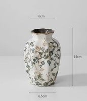 Vase en céramique artisanal vintage TG avec motif de vigne florale, vase décoratif élégant pour la maison et la décoration de mariage