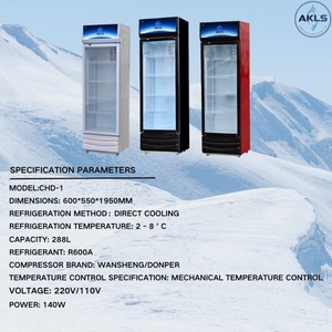 Réfrigérateur vertical <span class=keywords><strong>commercial</strong></span> pour boissons avec porte vitrée pour supermarché, personnalisable avec logo, pour l'affichage des boissons - Product Image 4