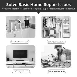Ensemble d'outils de maison Quincaillerie Charpentier Électricien Ensemble combiné fait main Boîte à outils - Product Image 2