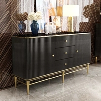 Buffet italien de luxe avec dessus en marbre, armoire en acier inoxydable pour salle à manger, meubles de maison