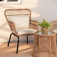Ensemble de canapés de salle à manger d'extérieur au design nordique moderne avec structure en acier et coussins imperméables pour jardin, balcon, villa, chambre, hôtel