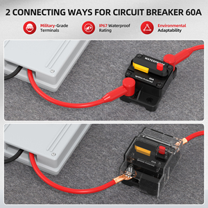 Disjoncteur série 2260 60A 12V à 48V CC étanche avec couvercle transparent, interrupteur à fusible réinitialisable en ligne pour bateau et marine - Product Image 3