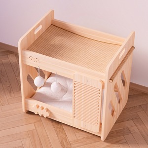 Foreign trade solid wood <b>cat</b> bed sisal <b>cat</b> <b>scratch</b> <b>board</b> <b>cat</b> nest integrated grinding claws disdainful <b>cat</b> villa <b>cat</b> house thick - Product Image 3