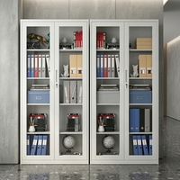 Armoire de classement métallique verrouillable à 2 portes vitrées, vitrine pour livres, armoire d'archives pour documents, pour bureau gouvernemental