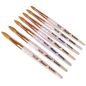 Ifain 100% Kolinsky Pure Pincel Acryl Nail Art Borstel Roze/Doorzichtig Handvat Gekrompen Ronde Sabel 100% Kolinsky Nail Art Borstel - Product Image 1