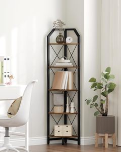 Étagère de rangement à cinq pans, étagère de présentation pour plantes, idéale pour la chambre, le salon, le bureau à domicile, style campagnard - Product Image 3