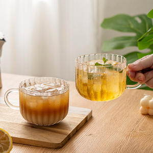 Vaso de Vidrio para Café con Leche de 400 ml con Asa, de Borosilicato Alto Resistente al Calor, para Uso Doméstico, Color Sólido - Product Image 1