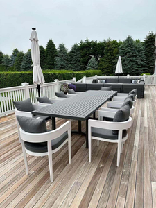 New Design Modern Garden Outdoor <b>Balcony</b> Hotel Furniture Set Teak Wood <b>Table</b> Dining <b>Table</b> Set - Product Image 1