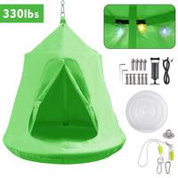 Tente d'arbre suspendue Portable, chaise hamac, avec lumières LED, décoration, maison de jeu, avec coussin gonflable, pour adultes et enfants
