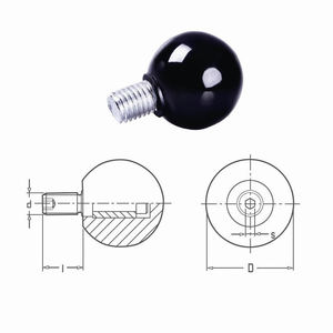 Kenop bola bulat standar M5 M6 M8 kenop bola Bakelite benang merah hitam - Product Image 4