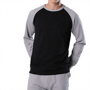Sudadera de Manga Raglán para Hombre, Cuello Redondo, Color Sólido, Tejido de Punto, Corte Regular, Informal, para Otoño - Product Image 1