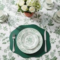 Service de table en céramique vert floral vintage personnalisé, assiettes, bols, tasses à thé et soucoupes en porcelaine fine de diverses formes
