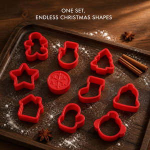 Ensemble <span class=keywords><strong>de</strong></span> 10 emporte-pièces <span class=keywords><strong>de</strong></span> Noël avec poussoir à tampon pour la cuisson <span class=keywords><strong>de</strong></span> biscuits homme en pain d'épices, flocon <span class=keywords><strong>de</strong></span> neige et sapin - Product Image 5