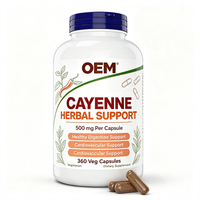 Capsules de piment de Cayenne en marque blanche OEM, 360 unités, 500 mg, Complément alimentaire