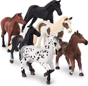 Figurines de chevaux Ensemble de jouets pour chevaux Figurines d'animaux réalistes en plastique Cadeau de cheval à collectionner pour décorations de fête pour enfants - Product Image 1
