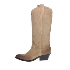 Bottines de cow-boy pour femmes en daim brun style western talon moyen - Product Image 1
