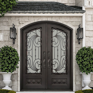 FD-578 Entry <strong>Door</strong> Better Than Wooden Iron Glass Finished Steel Outdoor <strong>Rustic</strong> Design Swing Open Style with Lock Hardware - Product Image 2