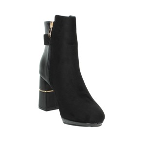 Stivaletti neri classici da donna con tacco 5cm con chiusura a Zip superiore in pelle sintetica a punta altezza aumento-8354-24 - Product Image 5