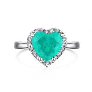 Dylam New Design Luxurious Jewelry S925 <b>Silver</b> Paraiba Teal Blue Heart Shape <b>Eternity</b> Band 5A Zirconia Promise Wedding <b>Ring</b> - Product Image 1