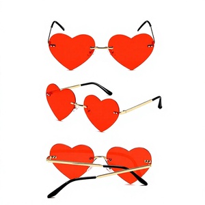 Lightweight <b>Heart</b> Shape Sunglasses Rimless Metal <b>Frame</b> UV400 Comfortable Fashion Sun Glasses - Product Image 1