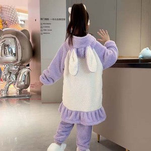 Set <span class=keywords><strong>Pigiama</strong></span> per Ragazze - <span class=keywords><strong>Pigiama</strong></span> Lungo con Fodera in Pile, Giacca in Pile Corallo con Cappuccio, Set da Bagno - Product Image 5