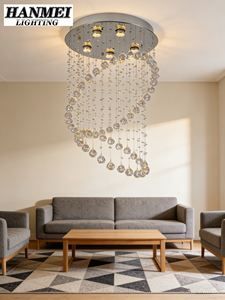 <b>Modern</b> Luxury Crystal Rain Drop Chandelier <b>Ceiling</b> & Flush Mounted Pendant <b>Light</b> Warm White Middle Size Living Room HM-LF-8030 M - Product Image 5
