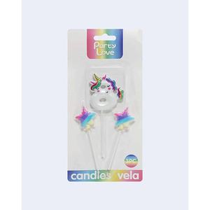 Bougies d'anniversaire non toxiques en cire de paraffine pour fête à thème licorne, numéro 8 avec deux étoiles, 3 pièces - Product Image 2