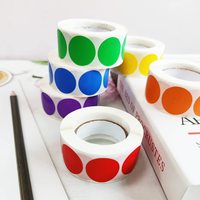 Etiquetas Adhesivas Redondas de 1 Pulgada, 9 Colores Surtidos, Etiquetas para Escribir, Etiquetas de Codificación Autoadhesivas para Papelería de Oficina - 500/Rollo