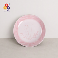 Ensemble d'assiettes en grès céramique Vaisselle 4 pièces Chargeur de plats de service avec assiettes latérales de 8 pouces de couleur rose pour un usage domestique quotidien