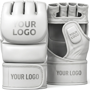 Custom Leather MMA Boxing Grappling Gloves Professional <b>Open</b> Finger Training Fight Gloves with Hand Grips OEM Manufacturer - Product Image 5