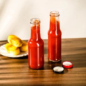 Bouteille ronde classique de pâte de moutarde de Ranch de Ketchup de 10 oz de 300ml, récipient de Sauce en verre de vinaigre de barbecue de piment avec couvercle à vis - Product Image 5