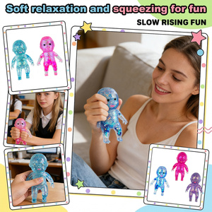 Adorable jouet anti-stress en plastique scintillant en forme de garçon pour enfants et adultes - Accessoire de relaxation et à remontée lente - Product Image 3