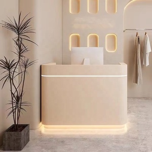 Modern <b>Small</b> Marble Metal Cash Register Beauty Salon bar Reception <b>Desk</b> Custom Color Front <b>Desk</b> - Product Image 1