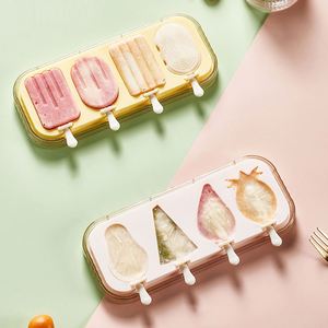 Moldes de silicona para paletas de helado con tapas, 4 cavidades, para cake pops y barras de helado, reutilizables, apilables, aptos para alimentos, fáciles de limpiar - Product Image 3
