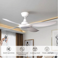 Ventilador de techo LED de interior nórdico moderno, 4 aspas de ABS, luces de Motor de CC de bajo consumo, Control remoto para aplicaciones de oficina en casa
