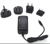 Adaptateur secteur AC/DC interchangeable 6V 12V 24V 12W Prise US EU UK AU 5.5*2.1mm CE FCC RoHS pour petits appareils électroniques OEM