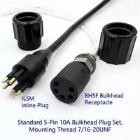 Connecteur sous-marin étanche HYSF SUBSEA IL5F standard 5 broches femelle en ligne, câble 10A, prise sous-marine pour ROV AUV, alimentation marine PCB