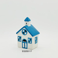 Petite maison en céramique de Noël, figurine lumineuse de nuit